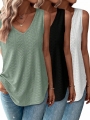 Women Hollow-Out Jacquard V-Neck Loose Tank Top Set Casual Summer