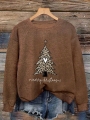 Leopard Print Christmas Tree Pattern, Merry Christmas, Women\\\'s Casual Fashionable Elegant Faux Sweater, Sophisticated Party,