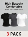 Tall 3pcs Women Casual Crew Neck Bodycon Long Sleeve T-Shirt Set, Suitable For Spring/Summer | Lotusrite.com