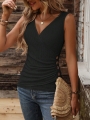 LUNE Button Detail Ruched Tank Top