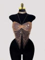 EgrlEra Tall Women\\\'s Rhinestone Fishnet Spaghetti Strap Cami Top, Sexy Sheer Sparkly, Suitable For Holiday Party | Lotusrite.
