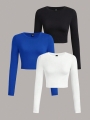 EZwear 3 Set Multi-Pack Women Versatile Casual Simple Long Sleeve T-Shirt Valentine Day Autumn And Winter | Lotusrite.com