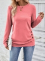 EMERY ROSE Women\\\'s Spring/Summer Solid Color Round Neck Long Sleeve Pleated Loose Casual T-Shirt Graphic Tees Women Tops For