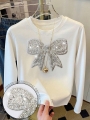 Resyla Bowknot & Sequins Embroidered Decorative Long Sleeve Crew Neck T-Shirt | Lotusrite.com