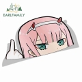 Earlfamily Cartoon Car Sticker For Darling In The Franxx Zero Two Peeker Big Head Anime Vinyl Jdm Window Trunk Laptop Wall Decal