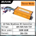 Jrahk Electric Controller Brushless Universal 48v 60v 64v 72v 3‑mode Sinusoid 12 Tube Fit For Scooter E‑bike Speed Motor - Elect