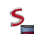 1 Pcs Red S Logo Car Sticker 3D Emblem Badge Decal Decoration Accessories For Infiniti Q50 Q50S Q50L G37 G25 QX70 FX35 FX37|Car