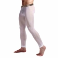 Ice Silk Mens Legging Homme Sleepwear Long Johns See Through Ultra Thin Men Sexy Underwear Bottom Trousers Home Lounge Man Pants