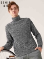 Semir High collar wool sweater male spring and autumn young new loose warm sweater men Korean version sweater coat knit|Pullover