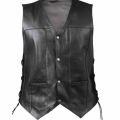 Men's PU Leather Stitching V neck Fashion Single Breasted Motorcycle Black Classic Vest Retro Club Riding Vest|Vests & W