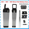 24v 36v 48v Electric E Bike Battery Box Case Cover Empty Silver Fish Ebike Aluminum Housing Accessories Bottom / Top Discharge -