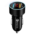 3.0a Car Charger Dual Usb Lcd Display 12-24v Cigarette Socket Lighter Qc Car Charger For Iphone 11 Samsung Xiaomi Huawei Etc - C