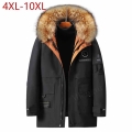 Winter Men Imitation Rabbit Fur Liner Parka Thick Warm High Quality Jacket Removable Fur Collar Liner Coats Plus Large Size 10XL