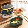 Portable Hermetic Lunch Box 2 Layer Grid Children Student Bento Box With Fork Spoon Leakproof Microwavable Prevent Odor School -