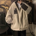Privathinker Lamb Wool Reversible Jackets Hooded Oversized Thicken Warm Harajuku Male Casual Winter Coats Vintage Zipper Parkas|