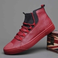 2020 New Men's Leather Shoes Men Boots Korean Black High Top Shoes Men Wear resisting Loafers Designer Leisure Vulcanized sho