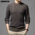 Wool 100% Top Grade Thick New Fashion Designer Crew Brand Knit Pullover Mens Sweater Winter Korean Casual Jumper Men Clothing|Pu