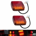 2Pcs 12V Trailer Truck Caravan 26 LED Taillight Tail Rear Light Turn Signal Brake Stop Lamp 12LED Number Plate Light Boat Pickup