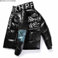 2021 New Bright Leather Winter Men Jacket Casual Parka Outwear Waterproof Thicken Warm Stand Collar Outwear Coat|Parkas| - Off