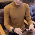 2020 Men Turtleneck Sweater Winter Warm Knitted Mens Sweater Slim Solid Black High Neck Pullover Sweater Hombre Men's Clothi