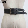 [EAM] Pu Leather Black Double Layers Split Long Wide Belt Personality Women New Fashion All match Spring Autumn 2022 1DA529|Men