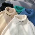 Winter Sweaters For Men Korean Fashion Streetwear Mock Neck Sweaters Solid Color Men Cashmere Sweater Woolen Slim Fit Trends|Pul