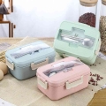 Microwave Lunch Box Wheat Straw Dinnerware Food Storage Container Children Kids School Office Portable Bento Box Lunch Bag - Lun