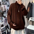Chunky Knit Sweaters Men Pure Color Pullovers Men Knitted Sweater High Neck Turtleneck Sweaters Fashion Clothing Men 2021 Trends