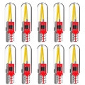 10Pcs T10 W5W 168 Filament COB LED Car Lights Glass Shell Led Wedge Auto Parking Lamps Reading Dome Bulb DRL Automobiles Styling