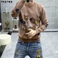 Sweater Male Round Neck Printed Bear Fashion Young Outer Wear Top Casual Pullover 2021 Autumn Winter New Trend Men's Clothin