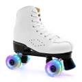 JK Adult PU Leather Roller Skates Double Line Rollerblade Two Line Skating Shoes With PU Flashing Wheel Quad Skates Good Patines