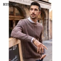 KUEGOU Autumn Winter Clothing Cotton Men‘s Sweater Retro personality Warm Pullovers Men Sweaters Knitted Fashion Top AZ 32003|Pu
