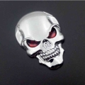 Auto Car Motorcycle Skull Bone Sticker Chrome Silver 3d Metal Emblem Badge Car Decal Sticker With 3m Tape Back 50x35mm - Car Sti