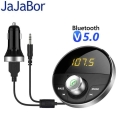 Jajabor Fm Transmitter Fm Modulator Bluetooth 5.0 Car Kit Handsfree Aux 3.5mm Music Mp3 Player Audio Adapter Music Receiver - Fm