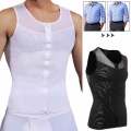 Mens Body Shaper Abdomen Slimming Shapewear Belly Shaping Corset Top Gynecomastia Compression Shirts WIth Zipper Waist Trainer|S