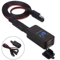 Sae To Usb Adapter With Voltmeter Motorcycle Quick Disconnect Plug With Waterproof Dual Usb Charger For Smart Phone Tablet Gps -