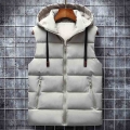 2021 New Winter Men Vest Hooded Warm Thicken Waistcoat Cotton Padded Solid Color Waterproof Male Streetwear Size 4XL 5XL 6XL|Ves