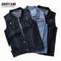Large Size 8XL 7XL 6XL Cotton Jeans Sleeveless Jacket Vest 2021 Men Denim Jeans Vest Male Cowboy Outdoors Waistcoat 3 Colour|Ves