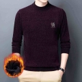 Fleece Chenille Men's Sweater Autumn Winter 2021 New Knit Half Turtleneck Thick Warm Base Casual Sweaters Men Fashion Clothi