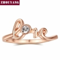 Top Quality ZYR194 Concise Crystal Ring Rose Gold Color Austrian Crystals Full Sizes
