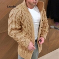 Men's Sweater Coat Autumn Winter Thick Warm Twisted Knitted Outerwear Fashion Solid Color Stand up Collar Sweaters Plus Size