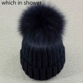 Genuine Real Fox Fur Pom Poms Ball Winter Beanies Hat Keep Warm Women Girl Wool Cap Fur Pompom Female Bonnet|winter beanie hat|f