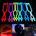 2 Pcs Motorcycle LED Night Riding Lights Bike Helmet EL Cold Light Flashing Stripe Luminous Signal Sticker Universal Waterproof|