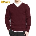 2019 Mens Pullovers Sweaters Basic Style V neck Sweater Cotton Knitted Jumpers Solid Male Knitwear Navy Red Black Plus Size 4XL|