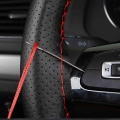 Car Steering Wheel Braid Cover Texture Soft Pu Artificial Leather 38 Cm With Needles And Thread Auto Car Accessories - Steering