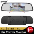 Hippcron Car Rearview Mirror Monitor 4.3 Or 5 Inch Hd Video Auto Parking Monitor For Night Vision Led Reversing Cameras - Car Mo