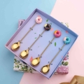 Stainless Steel Spoon Fork Cute Version Rainbow Lollipop Donut Macaron Dessert Spoons Fruit Forks Kids Set Kitchen Accessories|S