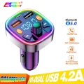 Q5 18W FM Transmitter External Microphone Dual USB PD Type C Fast Charge Car Charger Bluetooth 5.0 Handsfree Car FM Modulator|FM