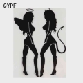 Qypf 10.5*14cm Angel Devil Sexy Girl Fun Personality Car Sticker Decal Car Styling Black/silver C2-0130 - Car Stickers - Officem