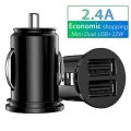 Black 12V Car Truck Dual 2 Port USB Mini Charger Adapter For iPhone 13 12 11 X Huawei Samsung Galaxy S22 Xiaomi 12 11|Power Adap